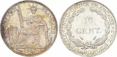 French Indo-China 10 Cents Woman with laurel - 1937