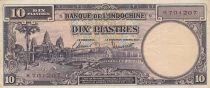 French Indo-China 10 Piastres - Angkor Temple - 1947 - K Series