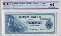 French Indo-China 100 Piastres - (ND1945) - Specimen - PCGS MS 64