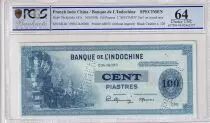 French Indo-China 100 Piastres - (ND1945) - Specimen - PCGS MS 64