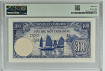 French Indo-China 100 Piastres - Bank - Boat - Specimen - P.79s - PMG 64