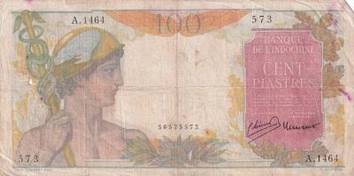 French Indo-China 100 Piastres - Mercury - (ND 1947?1954) - Series A.1464