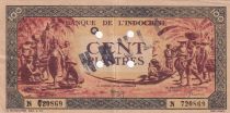 French Indo-China 100 Piastres annuled - Rose and brown - 1942 - Letter Q - P.73