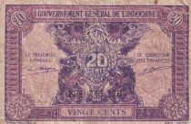 French Indo-China 20 Cent - Violet - ND (1942) - Serial NH - P.90