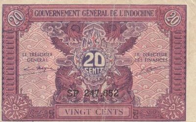 French Indo-China 20 Cents - ND (1942) - P.90