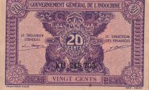 French Indo-China 20 Cents - Rose - ND (1942) - Serial KU - P.90a