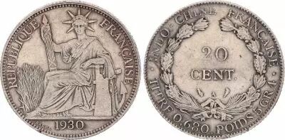 French Indo-China 20 Cents Liberty seated - A-PARIS - 1923
