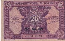 French Indo-China 20 Cents ND (1942) - Serial GC 244.530