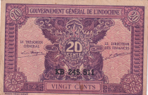 French Indo-China 20 Cents ND (1942) - Serial KB 245.611