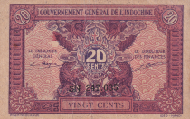 French Indo-China 20 Cents ND (1942) - Serial SN 247.635