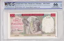 French Indo-China 20 Piastres - Red background - ND (1949) - Specimen - PCGS 66 OPQ