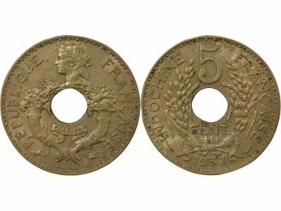 French Indo-China 5 Cent - 1937 Paris