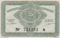 French Indo-China 5 Cents - Green - ND (1942) - Serial A - P.88a