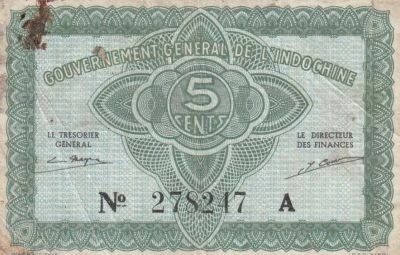French Indo-China 5 Cents - ND (1942) - P.88