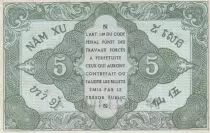 French Indo-China 5 Cents ND (1942) - Serial 9021459 A