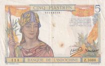 French Indo-China 5 Piastres - ND (1946) - Serial Z.3088