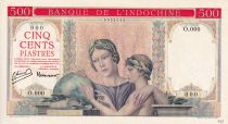 French Indo-China 500 Piastres - Woman with globe - Elephants - Specimen - 1951 - UNC - P.83s