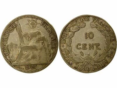 French Indo-China French Indochina - 10 Cents Silver 1921