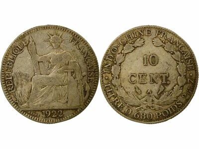 French Indo-China French Indochina - 10 Cents Silver 1922