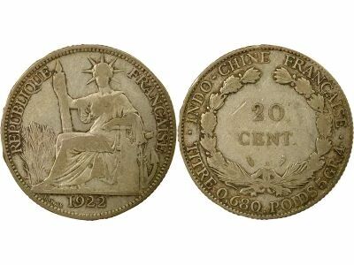French Indo-China French Indochina - 20 Cents Silver 1922