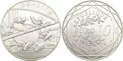 French Mint  10 Euros Silver - Asterix and Obelix rowing - Monnaie de Paris 2015