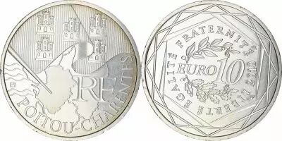 French Mint  10 Euros Silver - Euros from the Regions 2010 - Poitou-Charentes - Monnaie de Paris