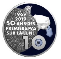French Mint 10 Euros Silver BE 2019 - 50 years of the first steps on the Moon (MDP)