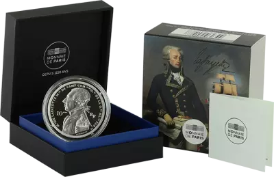 French Mint 10 Euros Silver Proof - Arrival of La Fayette in Boston - 2020