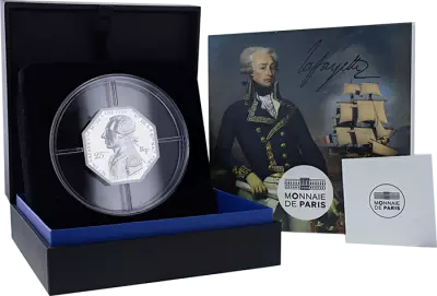 French Mint 25 Euros Silver Proof - Arrival of La Fayette in Boston - Octagonal - 2020