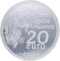 French Mint 500 years Mona Lisa - 20 Euros Silver proof (5 Oz) 2003