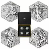 French Mint Box of 4 X 10 Euros Silver BE 2024 - Olympic Games PARIS 2024 - hexagonal coin