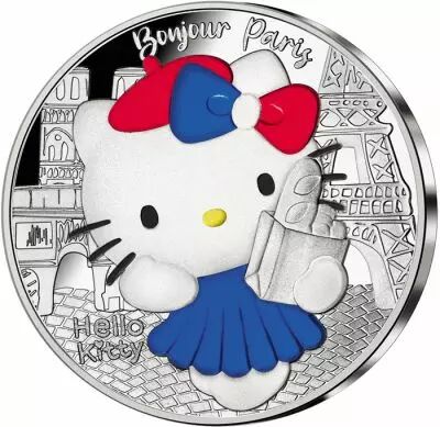 French Mint Hello Kitty - Bonjour Paris - 10 Euros Silver color Proof 2024