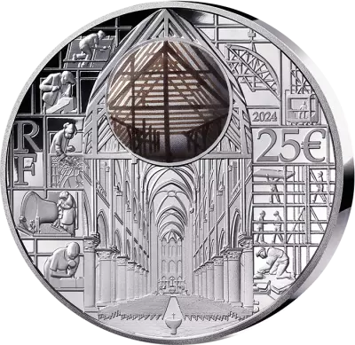 French Mint Rebuilding Notre Dame - 25 Euros Silver Proof 2024 - French Excellence (MDP)