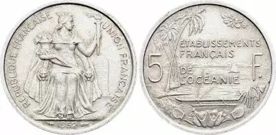 French Oceania 5 Francs - Liberty - 1952