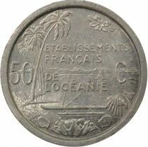 French Oceania 50 Centimes Seated Liberty - 1949 Paris