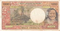 French Pacific Territories 1000 Francs Tahitian woman - Error note - Serial F.022
