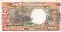 French Pacific Territories 1000 Francs Tahitian woman - Error note - Serial F.023