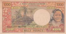 French Pacific Territories 1000 Francs Tahitian woman - Error note - Serial M.026