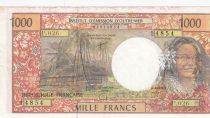 French Pacific Territories 1000 Francs Tahitian woman - Error note - Serial P.026