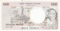 French Pacific Territories 1000 Francs Tahitian woman - Error note - Serial Z.021