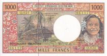 French Pacific Territories 1000 Francs Tahitian woman - Hut - 1996 - Serial Q.024 - UNC - P.2g