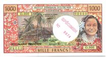 French Pacific Territories 1000 Francs Tahitian woman - Hut - Specimen - 1985