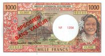French Pacific Territories 1000 Francs Tahitian woman - Hut - Specimen