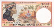 French Pacific Territories 10000 Francs - Tahitian girl - Fishs - ND (1985) - Serial B.1 - P.4a