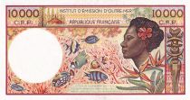 French Pacific Territories 10000 Francs - Tahitian girl - Fishs - ND (1985) - Serial B.1 - P.4a