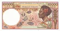 French Pacific Territories 10000 Francs - Tahitian girl - Fishs - ND (1995) - Serial T.001
