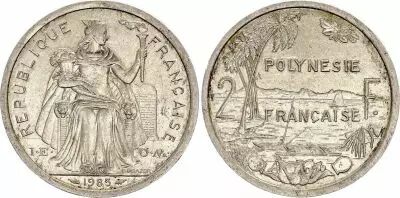 French Pacific Territories 2 Francs - Liberty - Landscape -  Varieties years (1975-1990) - F to VF