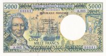 French Pacific Territories 5000 Francs - Bougainville - Trois-Mâts - ND (1996) - Serial A.005 - P.3a