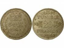 French Prot., Ahmad Pasha - 20 Silver Francs - 1353 AH Paris