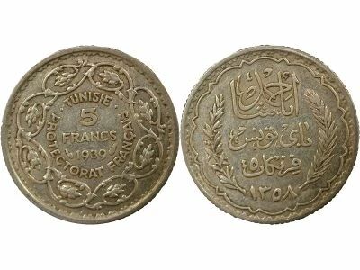 French Protectorate, Ahmad II - 5 Silver Francs - 1939 Paris